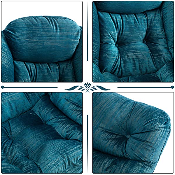 AbocoFur Modern Large Cotton Fabric Lazy Chair，Accent Contemporary Lounge Chair, Single Steel Frame Leisure Sofa Chair with Armrests and A Side Pocket, Beige