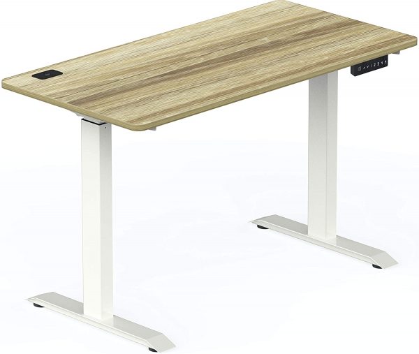 SHW 55-inch (approximately 143.1 cm) large electric height-adjustable vertical table, 137.1 x 71.4 cm, oak color