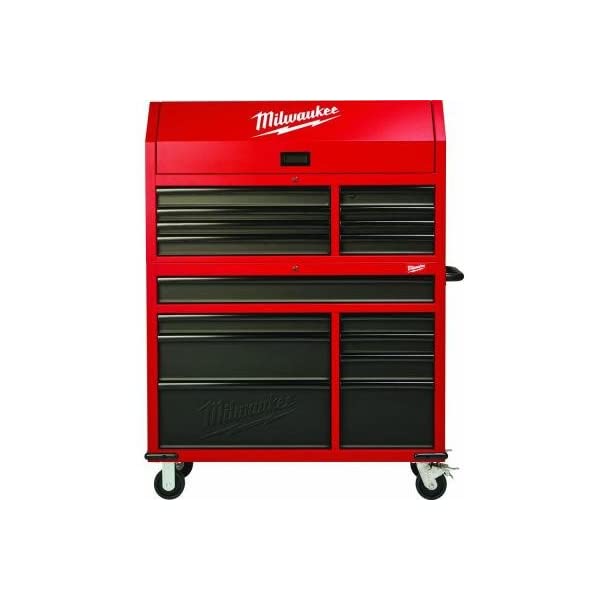 Heavy-duty, Drawer 16 Tool Chest 46 In. and Rolling Cabinet Set, Red and Black, Personal Valuables Storage Drawer with Separate Lock in the Tool Chest