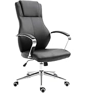 Evre Contemporary Executive Stylish Swivel Office Chair Height Adjustable (Black, Faux Leather)