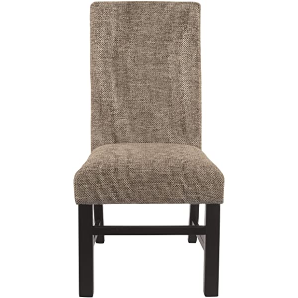 Signature Design by Ashley Dining Table, Sommerford, Summerford & Design - Sommerford Dining Side Chair - Set of 2 - Casual - Brown Upholstery - Black Wood Frame Sommerford Table + Dining Side Chair, Black Wood Frame