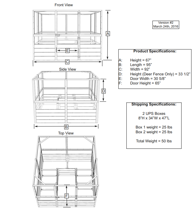 8 ft. w x 8 ft. D Cedar Garden in a Box with Deer Fence
