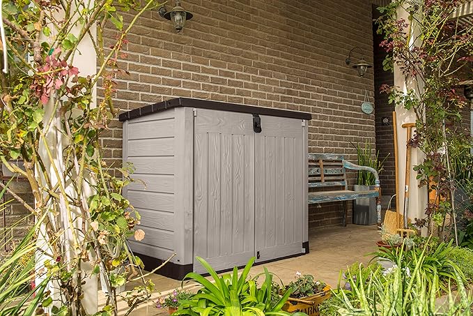 Keter 249319 Store it Out Nova Outdoor Garden Storage Shed, 32 x 71.5 x 113.5 cm, Dark Grey with Light Grey Lid