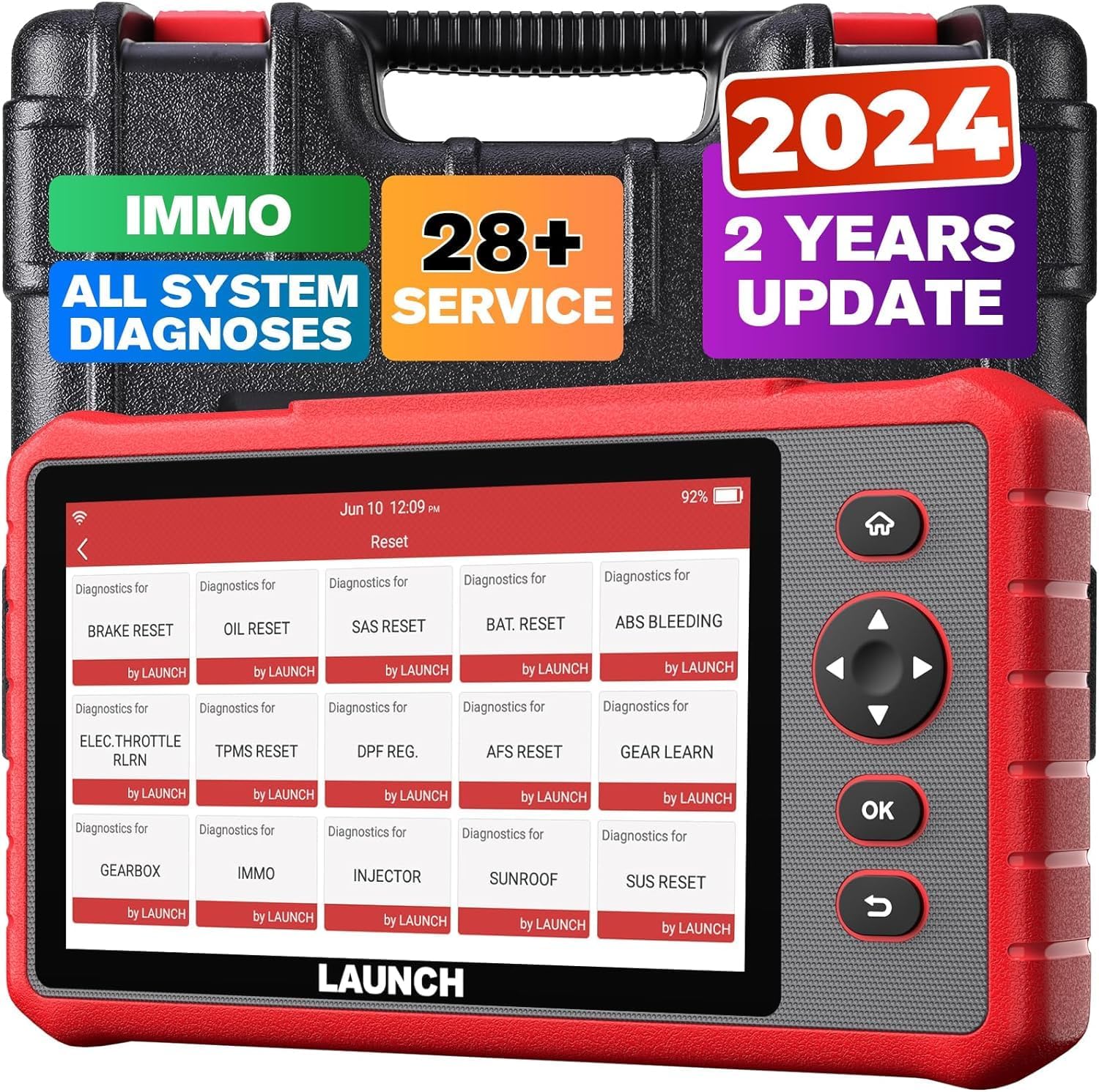 LAUNCH OBD2 Scanner CRP909X with 2-Year Updates, 28+ Service Functions, OE-Level Full System Car Diagnostic Scanner, ABS Bleeding/Injector Coding/IMMO/SAS/TPMS/EPB/BMS, Auto VIN