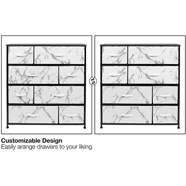 Sorbus Dresser with 8 Drawers - Furniture Storage Chest Tower Unit for Bedroom, Hallway, Closet, Office Organization - Steel Frame, Wood Top, Easy Pull Fabric Bins (White)