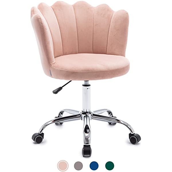 MTFY Modern Home Office Swivel Chair, Shell Desk Chair with Adjustable Height, Upholstered Ergonomic Computer Desk Chair Leisure Task Chair Accent Armchair for Office, Living Room,Bedroom (Beige)