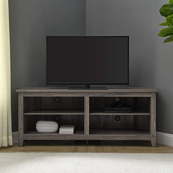 Walker Edison Wren Classic 4 Cubby TV Stand for TVs up to 65 Inches, 58 Inch, Black Black 58 InchTV Stand