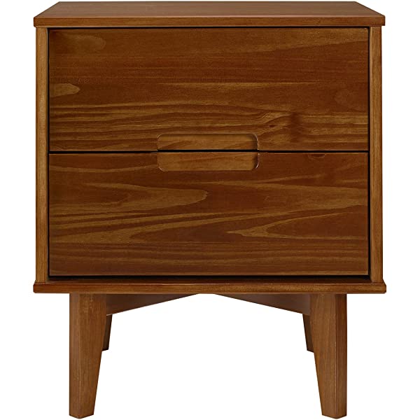 Walker Edison Mid Century Modern Grooved Handle Wood Dresser Bedroom Storage Drawer Organizer Closet Hallway, 6 Drawer, Caramel Caramel 1 pack 6 Drawer