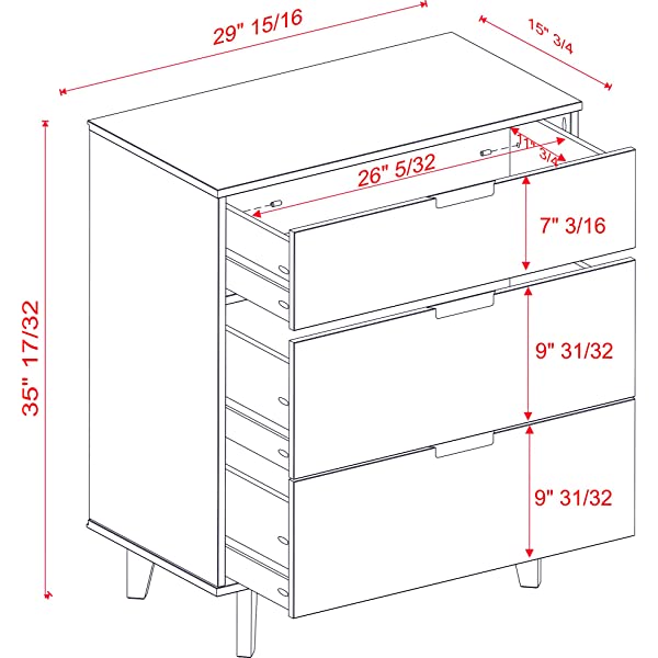 Walker Edison Mid Century Modern Grooved Handle Wood Dresser Bedroom Storage Drawer Organizer Closet Hallway, 6 Drawer, Caramel Caramel 1 pack 6 Drawer
